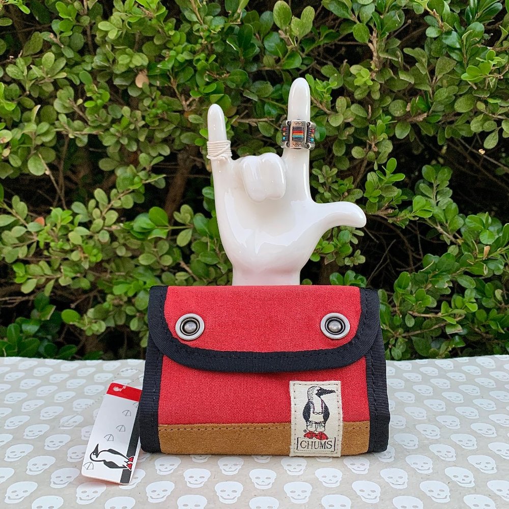 Chums canvas suede wallet with zippered coin pocket